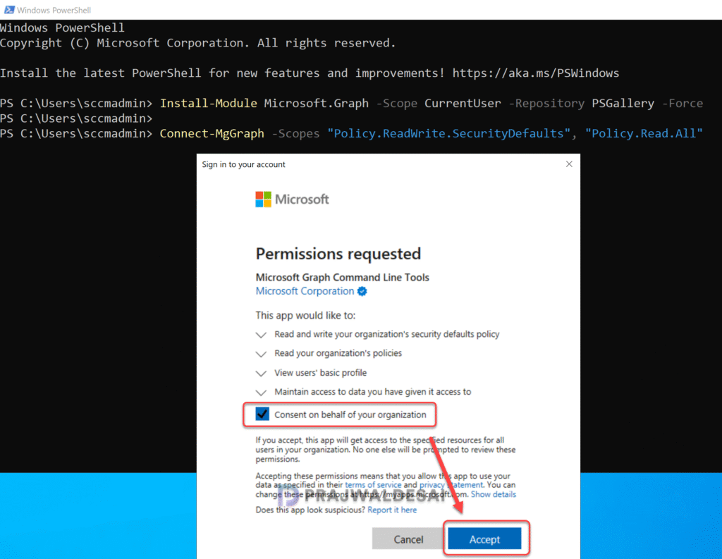 /de/images/Disable-Security-Defaults-using-Microsoft-Graph-PowerShell-Snap1-1024x793.png