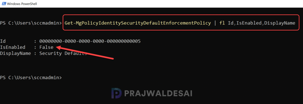 /de/images/Verify-if-Security-Defaults-are-disabled-via-PowerShell-1024x353.png