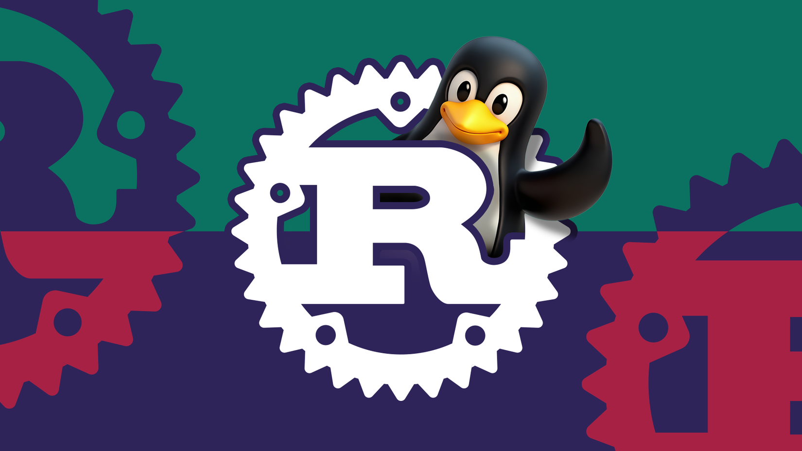 /fr/images/the-linux-mascot-tux-peeking-from-behind-the-rust-logo-with-colorful-rust-gears-in-the-background.png