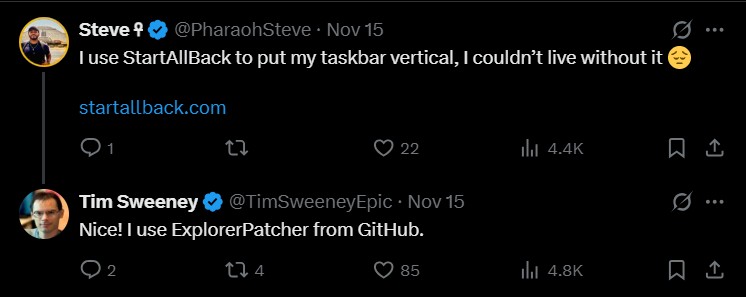 /images/Tim-Sweeney-saying-he-uses-ExplorerPatcher-to-reposition-the-Windows-11-taskbar.jpg
