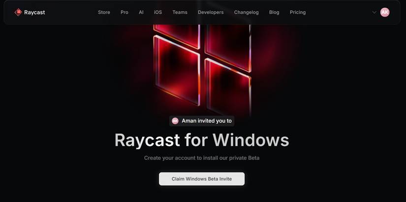 /images/claim-windows-beta-invite-option-on-raycast-website.jpg