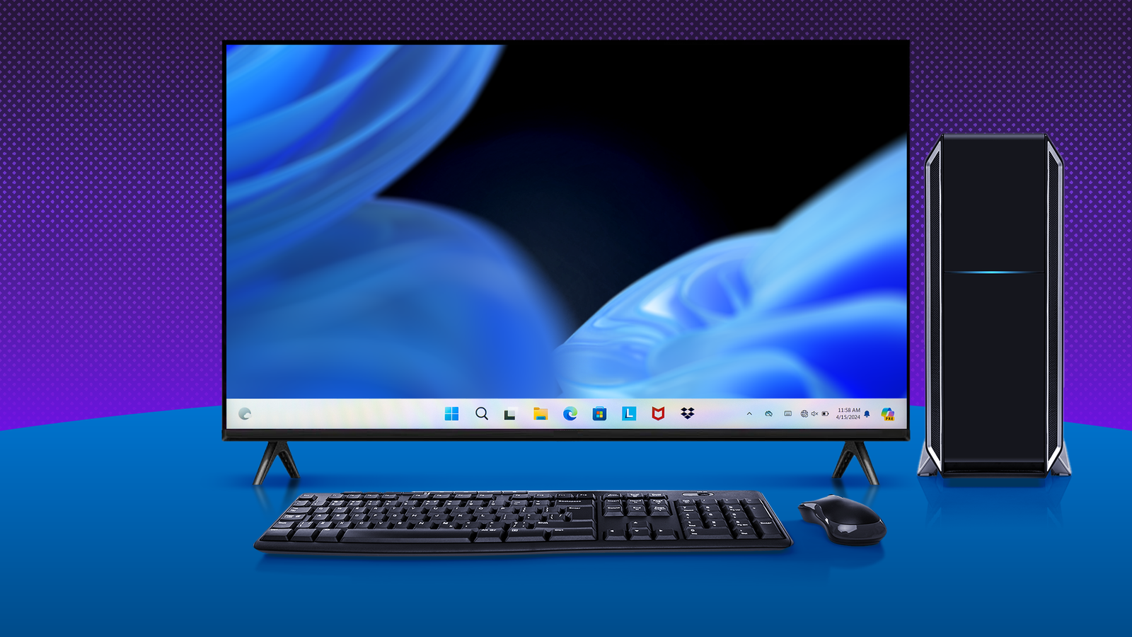 /th/images/a-large-mini-led-tv-displaying-a-windows-desktop-setup-with-a-keyboard-and-mouse-in-front-against-a-blue-and-purple-gradient-background.png